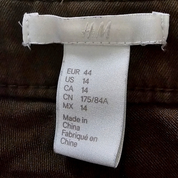 H&M Chino Pants Women Sz 14 Tan Cotton Blend 32×29 High Rise Casual Straight Leg - Picture 5 of 9